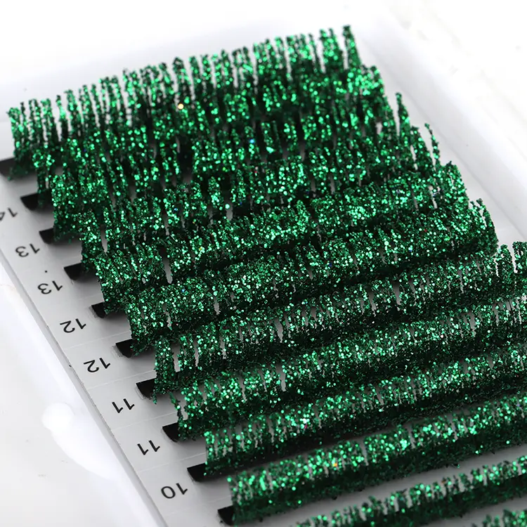 Green Glitter Eyelash extensio